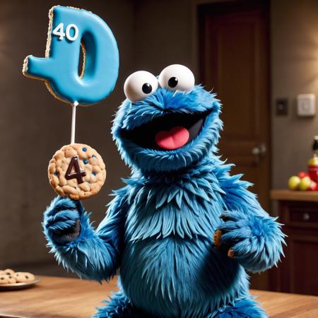 cinematic film still <lora:404FFusionV2:1>  404, text 404, logo 404, Civitai404, ffusion404, a blue cookie monster holding up the number 404, cookie monster, cookie monster as a bond villain, wallpaper  1 0 2 4, 4 0 k, 40k, c 4 d , jacksepticeye as a muppet, 6 4 0, 4 0 years, sesame street, hq 4k phone wallpaper, mr bean depicted as a muppet . shallow depth of field, vignette, highly detailed, high budget, bokeh, cinemascope, moody, epic, gorgeous, film grain, grainy