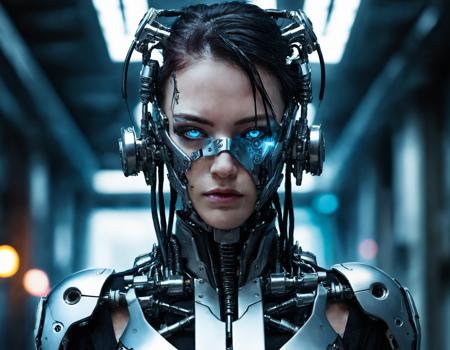 <lora:r0k00g00th:1>,r0k00g00th,r0kur3&l1tyHD. cyberpunk art,, a woman with blue eyes and a futuristic suit with metal parts on her face and shoulders [2]