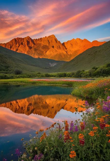As the sun dips behind the Sleeping Beauty Mountains, immerse yourself in the tranquil ambiance. Let the reflective lake mirror the fiery hues of the sky, while the fields of vibrant wildflowers dance in the gentle breeze. Your lens holds the key to unlocking nature's serene masterpiece
