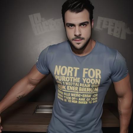 1boy, muscled, t-shirt,  face details  <lora:Joaquim Lopes:1>