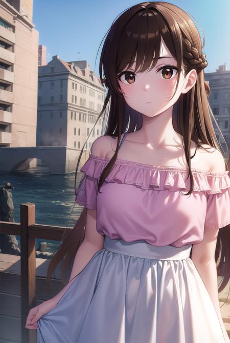 mizuharachizuru, <lyco:mizuharachizuru-lyco-nochekaiser:1>, 
mizuhara chizuru, long hair, brown hair, (brown eyes:1.7), (one side up:1.5), bangs, braid, hair braid,
BREAK bare shoulders, collarbone, pink shirt, puffy short sleeves, puffy sleeves, red bow, shirt, short sleeves, skirt, white skirt,
BREAK outdoors, city,
BREAK looking at viewer, (cowboy shot:1.5),
BREAK <lyco:GoodHands-beta2:1>, (masterpiece:1.2), best quality, high resolution, unity 8k wallpaper, (illustration:0.8), (beautiful detailed eyes:1.6), extremely detailed face, perfect lighting, extremely detailed CG, (perfect hands, perfect anatomy),