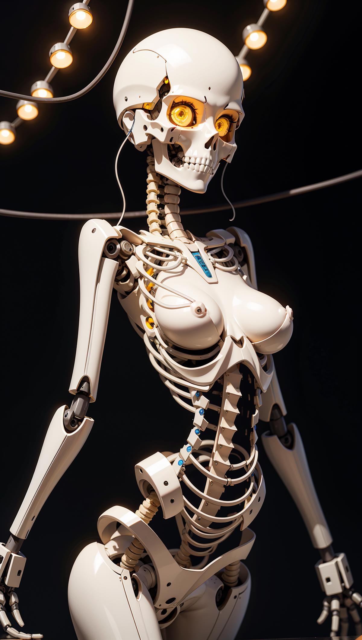A Skeleton Robot Model with a Female Body and Large Breasts.