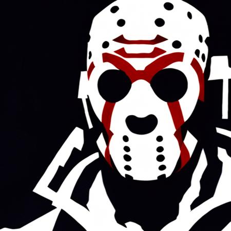 Jason Voorhees, black and red color scheme,  sinCity_iamYork