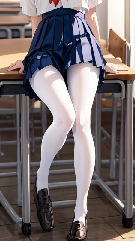 jk制服 白丝裤袜 serafuku white pantyhose and loafers