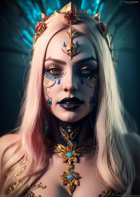 (extremely detailed 8k wallpaper),a medium shot photo of a fearful necromancer, Intricate, High Detail, dramatic, (symmetry:1.1) (portrait of floral:1.05) a woman as a beautiful goddess, (assassins creed style:0.8), pink and gold and opal color scheme, beautiful intricate filegrid facepaint, intricate, elegant, highly detailed, digital painting, artstation, concept art, smooth, sharp focus, illustration, art by greg rutkowski and alphonse mucha, 8k, (skull female demon king), (solo:1.5), (concept art), (portrait), (by Casey Weldon, Olga Kvasha, Miho Hirano), hyperdetailed intricately detailed gothic art trending on Artstation triadic colors Unreal Engine 5 detailed matte painting, deep color, fantastical, intricate detail, splash screen, complementary colors, fantasy concept art, 8k resolution, gothic deviantart masterpiece, perfect lighting, perfect shading, volumetric lighting, subsurface scattering, beautiful, stunning, gorgeous, atmospheric, (beautiful eyes), (beautiful face), (photorealistic:1.6), (centered), ((fantasy art)), ,flower_style,