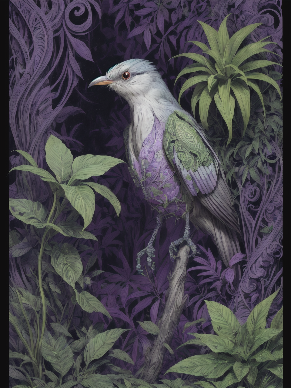 00103-20230706002713-Concept_art,_lush_vegetation,_insane_details,_ground_level_shot_of_a_Tremendous_Cuckoo,_simple_dark_violet_background,_Ultrareal.png.png