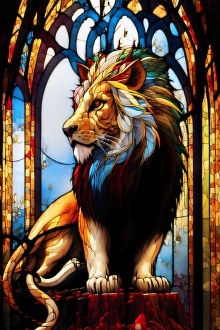 <lora:Stained_Glass_Story-10:2.5> stained_glass, lion