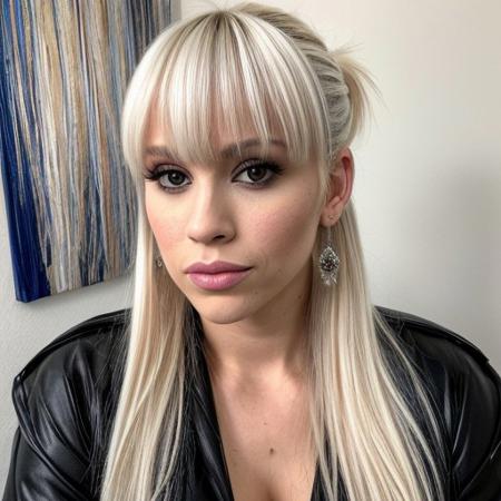 score_9, score_8_up, score_7_up, score_6_up, portrait, beautiful 35 year old milf, platinum white blonde ponytail, bangs,, ultra realistic, big lips, (masterpiece, best quality, highres:1.2), (photorealistic:1.2),