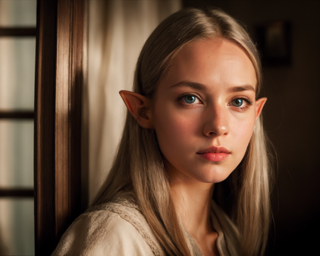 by wesanderson  <lora:WesAnderson_offset:1>, (detailed face, detailed eyes, clear skin, clear eyes), lotr, fantasy, elf, female, silver hair, looking at viewer, portrait, photography, detailed skin, realistic, photo-realistic, 8k, highly detailed, full length frame, High detail RAW color art, piercing, diffused soft lighting, shallow depth of field, sharp focus, hyperrealism, cinematic lighting