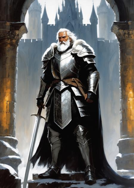 1 old man
king
warrior
fur armor
battle
 dramatic lighting
detailed background
castle
(by   Jeffrey Catherine Jones ashley wood)
royal, elegant, fantasy,
