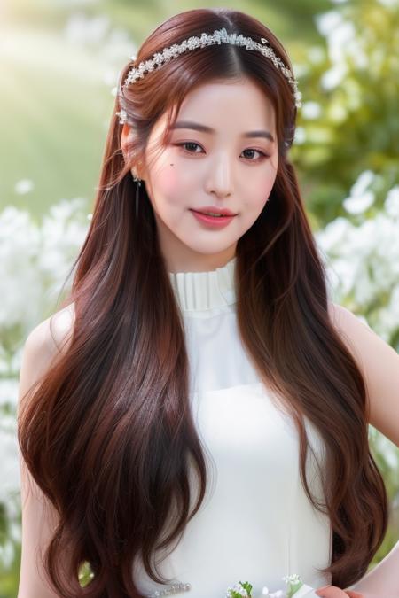 <lora:iveWonyoung:1>,Wonyoung,(close-up photo:1.5),(pov:1.1),korean, woman, complex 3d render ultra detailed, portrait of beautiful women, smile,looking over spruce forest, moody portrait, striking features, beauty, intricate details, dramatic composition, tension, contrast, texture, realism, high-quality rendering, stunning art, high quality, film grain, Fujifilm XT3,swirly bokeh,(realistic, photo-realistic:1.4),RAW photo,physically-based rendering,(looking at camera:1.5),(looking at viewer:1.2),(8k, best quality, masterpiece:1.2),(full body shot:1.1),octane render,extremely detailed CG, unity 8k wallpaper,studio soft light, rim ligh,in forest,sunlight,standing,(a girl is wearing wedding dress:1.5),hyper realistic detail shiny skin,ultra detailed,(ultra realistic:1.5),(intricate:1.2),(photorealistic:1.4),1girl,(skinny:1.3),detailed background