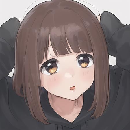 <lora:mcroppep:0.7> 1girl, brown_hair, brown_eyes, black_hoodie