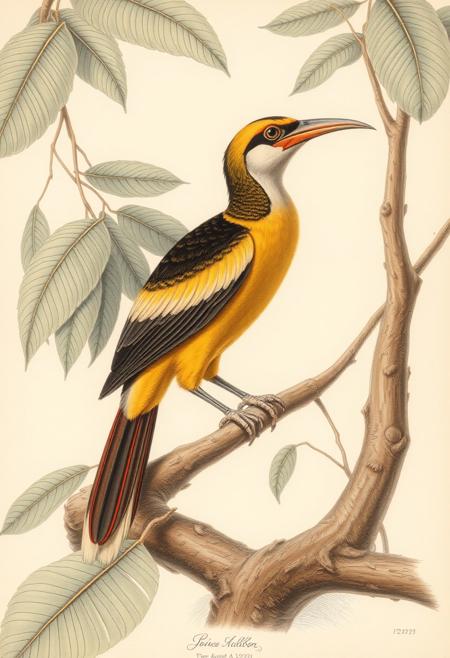 Audubon society drawing of an exotic bird found deep in the amazon