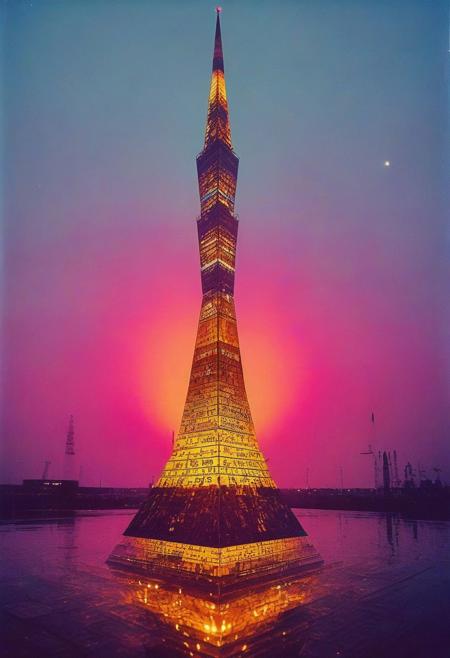 ()Hyoer Realistic:2.0)Polaroid picture 
an image of 
Photorealistic image of the Gazprom Tower at sunset, with a clear sky and a subtle gradient of orange to pink hues. The tower should be the main focus, with a slight reflection in the surrounding water. Incorporate detailed architectural features, such as the tower's unique shape and the glass façade. Use a high-angle shot to emphasize the tower's grandeur. Lighting should be soft and warm, with subtle shadows to enhance the details. Style inspired by the works of Iwan Baan.
BREAK 
()Hyoer Realistic:2.0)Polaroid picture of 
A futuristic, neon-lit table, adorned with ancient Egyptian hieroglyphics and symbols. The album cover, designed by Shusei Nagaoka, features a gleaming, metallic pyramid at its center, surrounded by swirling patterns of gold and lapis lazuli. The band's name, Earth, Wind & Fire, is emblazoned in bold, futuristic letters, while the album title, 'Kemetic Odyssey,' is written in hieroglyphics. The table's surface glows with a soft, ethereal light, as if infused with the essence of the ancient civilization. The atmosphere is one of mysticism and wonder, as if the table holds the secrets of the pharaohs