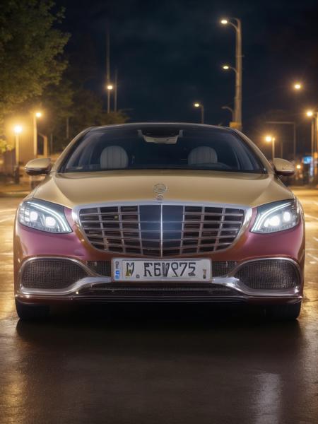 mastrepice, best quality, mercedes s-class, x222, 1car, front view, multicolour, night, road background, rainy,  analog gloomy photo, high detail, Sharp focus, (photorealism), realistic, best quality, 8k, award winning, dramatic lighting, epic, cinematic, masterpiece   <lora:MERCEDESMAYBACHSClassX222:0.7>