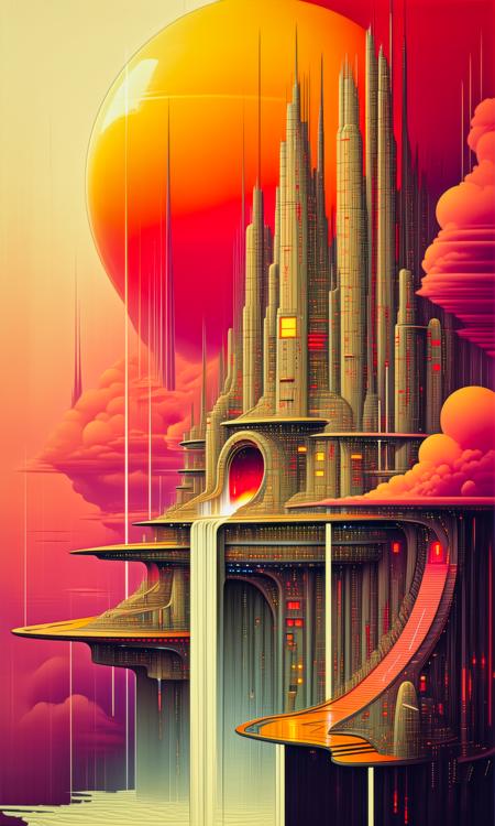 ORIGINAL PROMPT: An artwork done in the style of (Vladimir Kush:1.4).
A provocative and detailed random scene that best depicts the Cyberpunk genre.
PRODUCTION PROMPT: Original prompt was used.