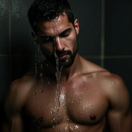Man showering