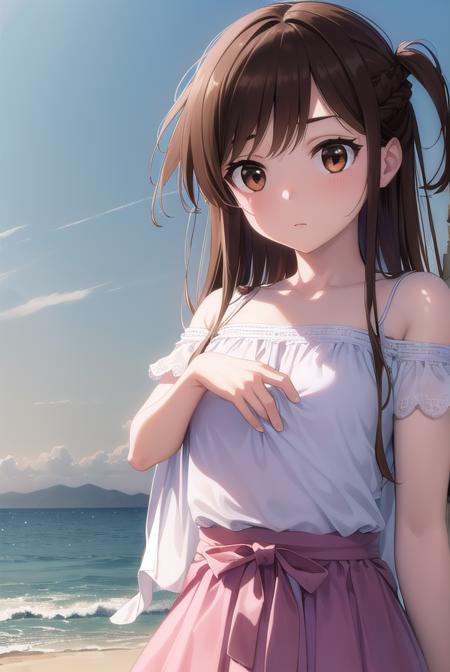 mizuharachizuru, <lora:mizuharachizuru-lora-nochekaiser:1>, 
mizuhara chizuru, long hair, brown hair, (brown eyes:1.7), (one side up:1.5), bangs, braid, hair braid,
BREAK bare shoulders, collarbone, pink shirt, puffy short sleeves, puffy sleeves, red bow, shirt, short sleeves, skirt, white skirt,
BREAK outdoors, city,
BREAK looking at viewer, (cowboy shot:1.5),
BREAK <lyco:GoodHands-beta2:1>, (masterpiece:1.2), best quality, high resolution, unity 8k wallpaper, (illustration:0.8), (beautiful detailed eyes:1.6), extremely detailed face, perfect lighting, extremely detailed CG, (perfect hands, perfect anatomy),