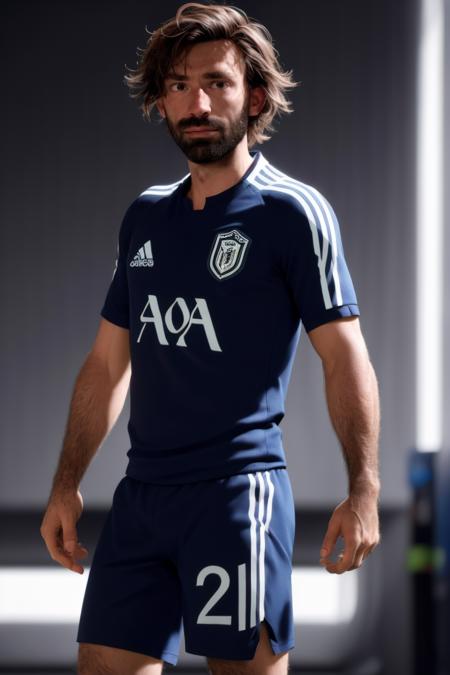 photo of  person,  male,  soccer jersey, shorts,  beard,  masterpiece,  highres,  sharp focus,  cinematic lighting,  detailed face,  detailed eyes, <lora:EMS-45190-EMS:0.880000>