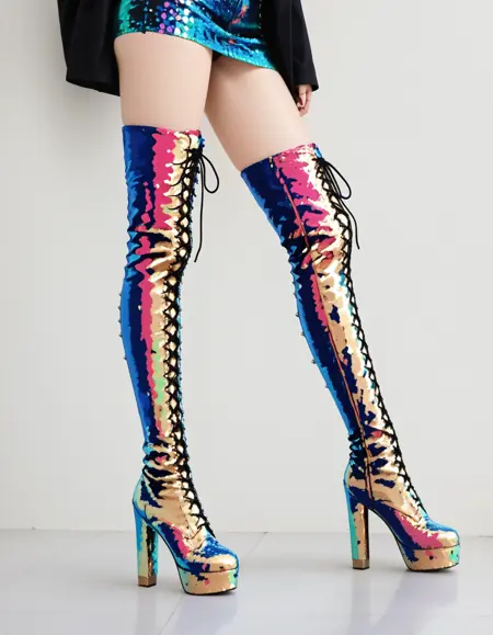 Sequined Color Shift Boots