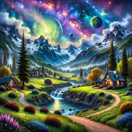 <lora:SS02ImpressionisticPainting_Hap_XL:2>,Thomas Kinkade style, masterpiece, An oil painting of an alien planet, Van Gogh, galaxy in background, vibrant colors, best quality, highly detailed