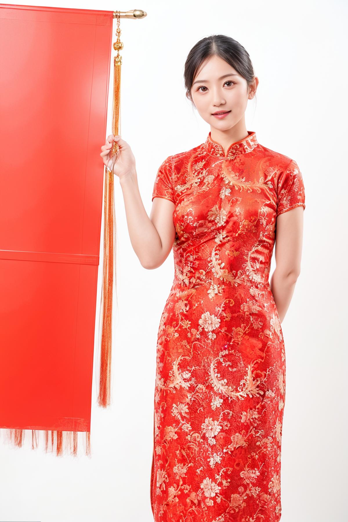 【Realistic】红色 新年 旗袍 China Dress / Cheongsam / Qipao / New Year/Chinese New Year/Spring Festival image by EmptyBellPainter