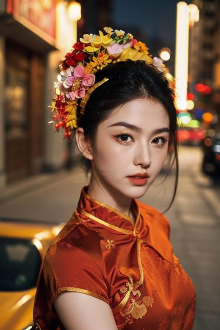 1 girl, xunpu, red chinese clothes, hair flower,((sports car)), cyberpunk city, city lights <lora:Xunpu_V5:0.7>
8k,,sexy,(realistic:1.1), (photorealistic:1.1), (masterpiece:1.1), (best quality:1.1), RAW photo, highres, ultra detailed, High detail RAW color phot