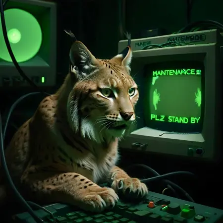 MAINTENANCE MODE: PLZ STAND BY green phosphor crt