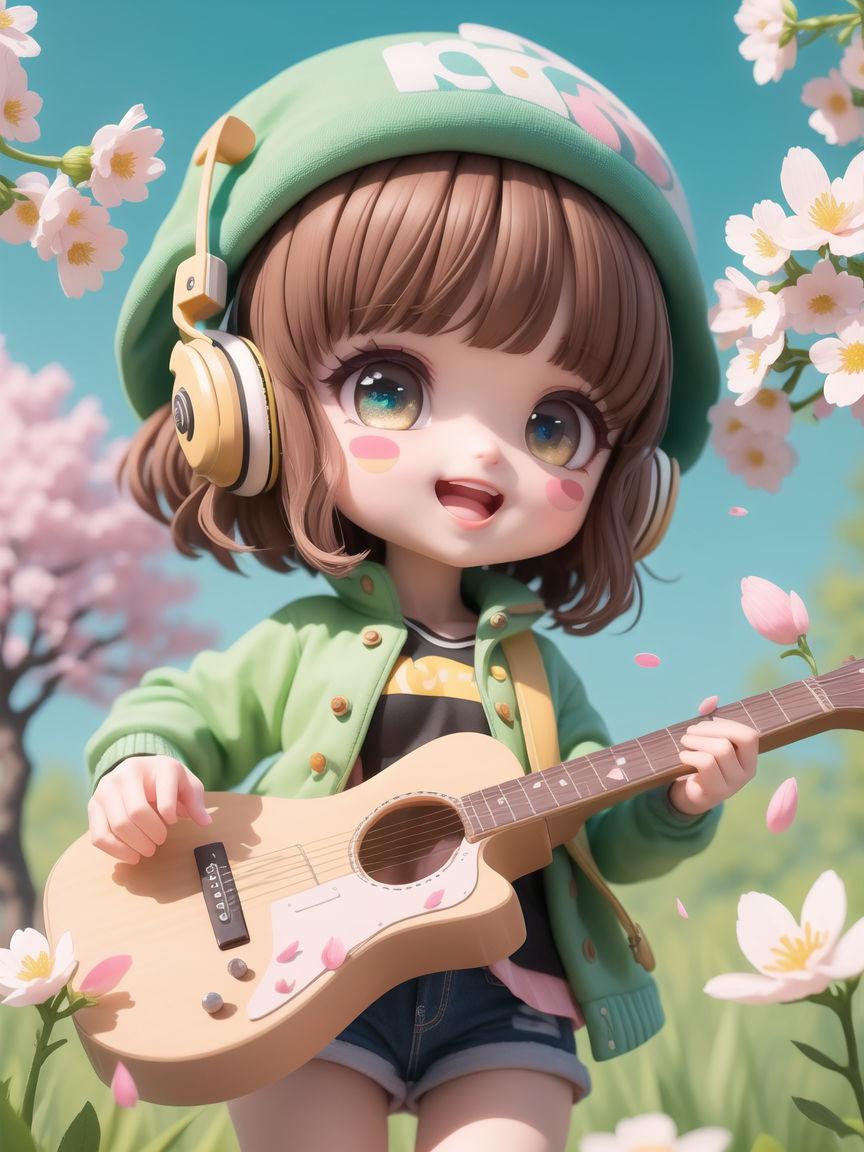 (masterpiece),(best quality),(ultra-detailed), (full body:1.2),
1girl,chibi,cute, smile, open mouth,
flower, outdoors, pla...