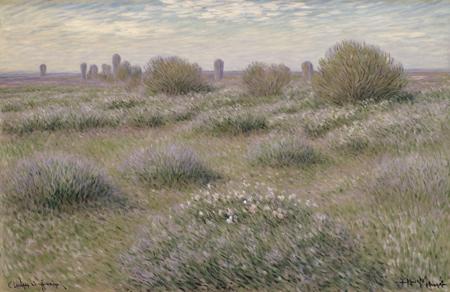 style of Claude Monet, clump ,patch ,arboretum ,thicket ,hedgerow, Salt Flat ,