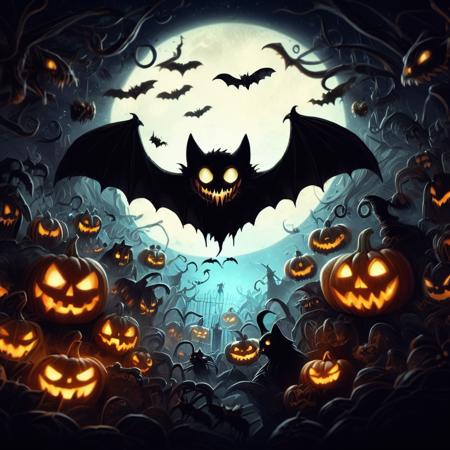 ((realistic,digital art)), (hyper detailed),donmcr33pyn1ghtm4r3xl  Spellbinding Lovecraftian Classic Monster Creepy Forest Bat-shaped Cookies Black Cats Maleficent Smirk Spooky Shadows Vampire Fangs Visiting Pumpkin Patches,  <lora:Creepy_Nightmare-000014XL:1>