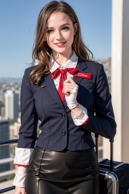 1girl,solo, light smile, (travel attendant,stewardess),elbow gloves,pencil skirt ,
skyscraper,outdoors, finger to mouth, looking at viewer, realistic,  long hair 
   <lora:EvanRachelWood23Apr:0.55>