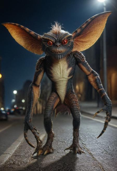 Xgremlinx,(xspiderx:1.3),middle body of spider, middle body gremlin, spider gremlin, amazing quality, masterpiece, best quality, hyper detailed, ultra detailed, UHD, perfect anatomy, portrait, hyper-realism, majestic, awesome, inspiring, - portrait in night city street ,  cinematic composition, soft shadows, national geographic style,
