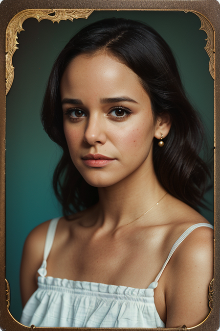 MelissaFumero-100 , ((1900s photograph, Gibson tuck, soft blush wearing cotton chemise with square neckline, ruffled cuffs, and delicate lace trim, antique setting)), Century Camera Co. Studio, 160mm f/8, 1/10s, ISO 25, ((tintype))