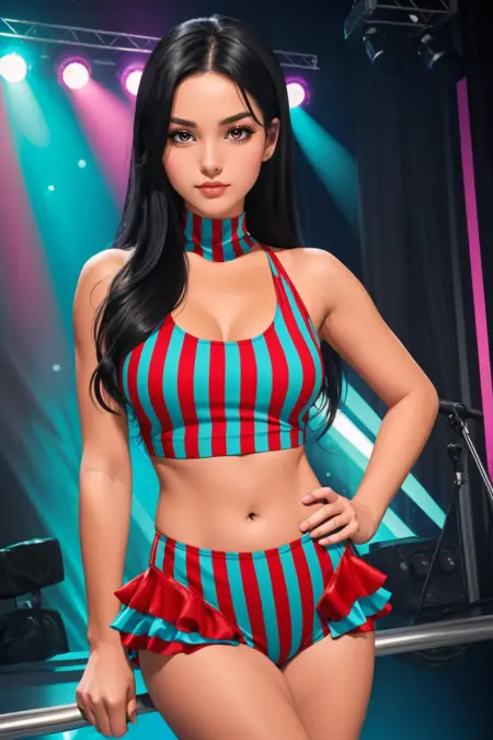 🤡Clown Couture🎪 -  Striped Frilled 2 PC Performer Outfit