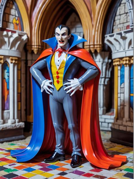 ais-colorfulplastic dracula in his castle <lora:Colorful_Plastic_SDXL:1>