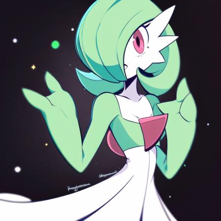 best quality, 
<lora:gardevoir_V2:0.9>, (green hair:1.3), green skin , hair over one eye, multicolored skin, pokemon \(creature\), red eyes, short hair, two-tone skin, white skin,
<lora:GreenArtistSpice-15:0.9> greenartistspice,