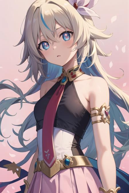 niateppelin, <lora:niateppelintest:1>,
nia teppelin, cross-shaped pupils, hair flower, hair ornament, long hair, multicolored hair, simple background, symbol-shaped pupils, two-tone hair, ahoge, curly hair,
BREAKarmlet, bracelet, dress, pink skirt, skirt, sleeveless,
BREAK looking at viewer,
BREAK outdoors, city,
BREAK <lora:GoodHands-vanilla:1>, (masterpiece:1.2), best quality, high resolution, unity 8k wallpaper, (illustration:0.8), (beautiful detailed eyes:1.6), extremely detailed face, perfect lighting, extremely detailed CG, (perfect hands, perfect anatomy),