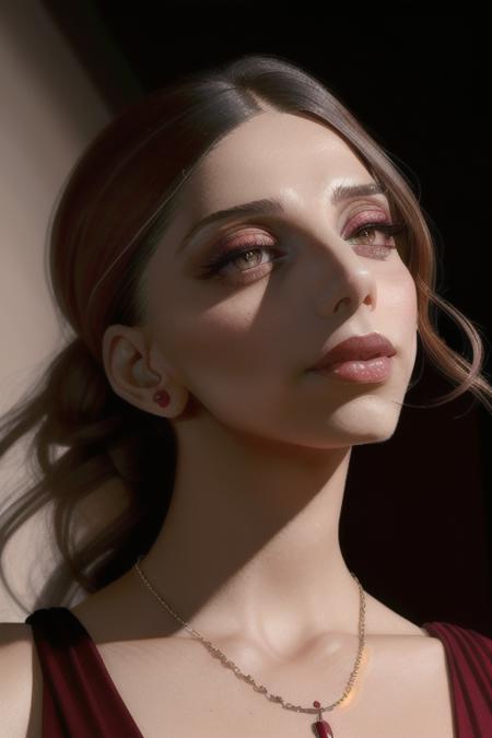 lora_sarafyan_girl,  <lora:lora_sarafyan_girl_01:1>, a woman with a red dress and a necklace, burgundy color eyeshadows, with symmetrical facial features, medium closeup,