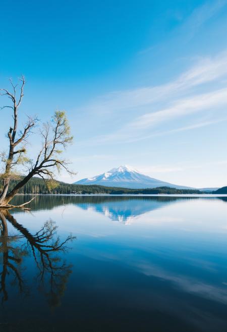 outdoors, sky, day, water, blue sky, tree, no humans, scenery, nature, reflection, forest, blue theme, mountain, lake, reflective water