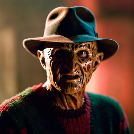 cinematic film still of  <lora:Freddy Krueger:1>
Freddy Krueger a man with a hat from A Nightmare on Elm Street movie, shallow depth of field, vignette, highly detailed, high budget, bokeh, cinemascope, moody, epic, gorgeous, film grain, grainy