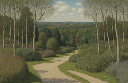 style of Henry Moret, arboretum ,coppice ,patch ,thicket ,estate ,clump , Plateau ,