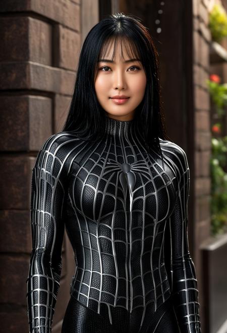 score_9, score_8_up, score_7_up, best quality, realistic, masterpiece, beautiful detail, hyperrealistic, cafe, ((1girl, woman body, huge breasts)), amazing detailed full body portrait of a beautiful japanese girl, wearing a realistic and highly detailed black raimi spider-man suit, ((huge muscular girl)), professional model wears ultra - detailed and grained black raimi spider - man suit, suit covered entire body and hand, black spiderman gloves, wet, (full body), (elegant pose), sweet smile, black hair, octane render, highly detailed, volumetric, dramatic lighting, (highest quality:1.1), (HDR:1.3), (top quality, best quality), realistic, high definition, Expressionism - sharp focus, professional photography, masterpiece, ultra detailed photograph, high quality, 8k,