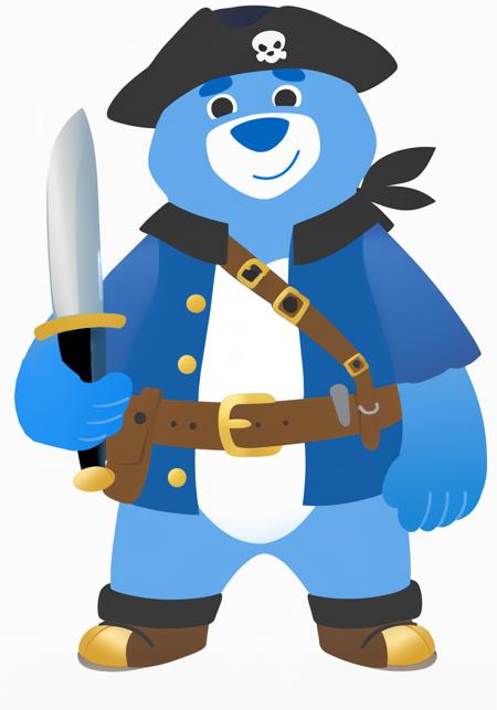 DMdyoma, cartoon bear, vector graphics illustration with blue color gradient