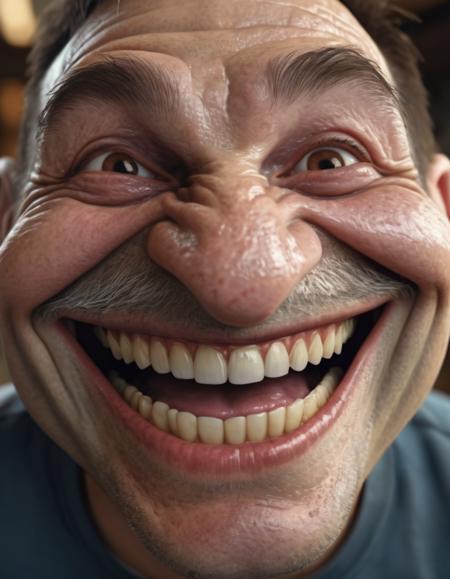 troll meme face with big grin, HDR10, 8k hdr, RAW, remarkable color, raytracing, subsurface scattering, hyperrealistic, (intricate details), extreme skin details, skin pores, deep shadows, contrast,