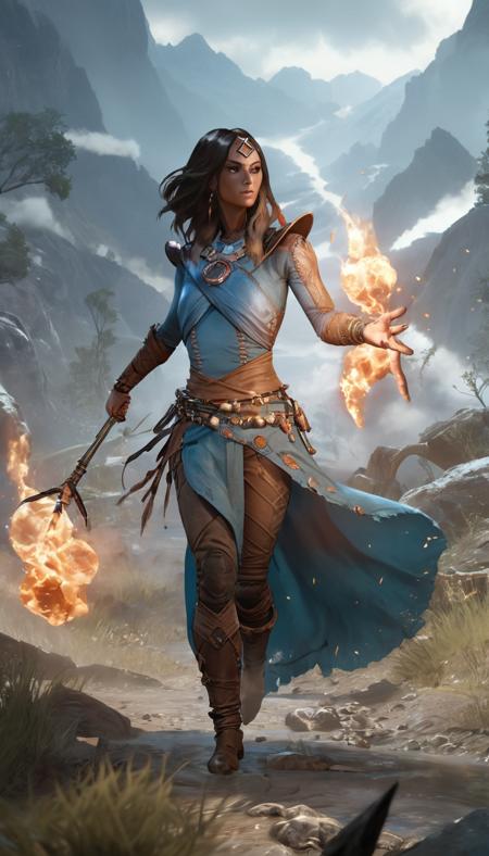 breathtaking Cinematic scene, hero view, d4s sorceress <lora:diablo_4_sorceress_v0.0.1:1>, action pose, nature, detailed background, masterpiece, best quality, high quality, absurdres . award-winning, professional, highly detailed