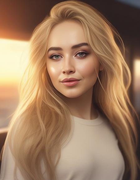 SabrinaCarpenter,<lora:SabrinaCarpenterSDXL:1>,portrait,female,dramatic lighting::2&4k-digital painting of a beautiful blonde woman in her 30s with brown eyes and long wavy hair sitting on top atstation concept art smooth illustration highlights from the windows ::8K octane render. Trending cgsociety by James Gurney + Artgerm; wayne reynolds comic book style hyperrealism alphonse much detail character portrait photo shoot nikon dassen Kopermann & Dune sci fi dramatic cinematic lightning cute adorable moody sunset light professional boke details painterly 3/5 shot