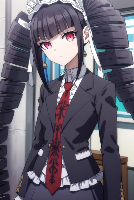 celestialudenberg, <lora:celestia ludenberg s1-lora-nochekaiser:1>,
celestia ludenberg, long hair, bangs, black hair, (red eyes:1.3), long sleeves, twintails, drill hair, twin drills,
BREAK skirt, shirt, black hair, long sleeves, jewelry, jacket, earrings, frills, necktie, black skirt, black jacket, red necktie, bonnet, print necktie,
BREAK outdoors, classroom,
BREAK looking at viewer, (cowboy shot:1.5),
BREAK <lyco:GoodHands-beta2:1>, (masterpiece:1.2), best quality, high resolution, unity 8k wallpaper, (illustration:0.8), (beautiful detailed eyes:1.6), extremely detailed face, perfect lighting, extremely detailed CG, (perfect hands, perfect anatomy),