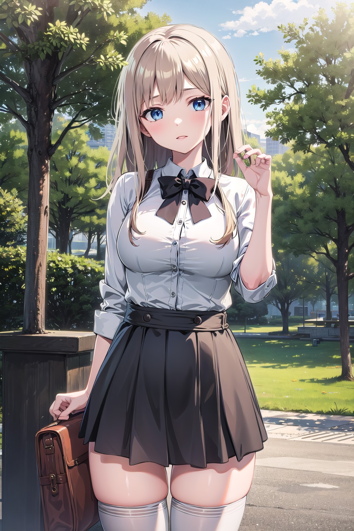 (masterpiece:1.3),(highly detailed:1.3),(highres:1.1),best quality,Ultra-detail,1girl,outdoors,park,solo,centi \(nikke\),b...