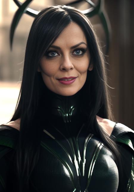 <lora:Hela:0.8>, Hela, 1girl, solo, evil smirk, upper body, close up